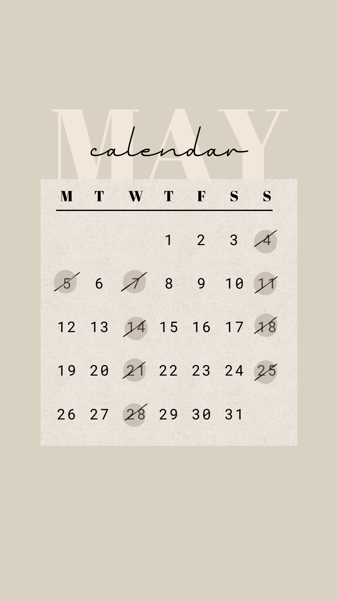 May schedule